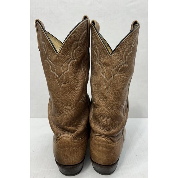 Dan Post Cowboy Boots Mens Size 10D Tan Leather Western Classic Made USA 90s - Picture 4 of 15